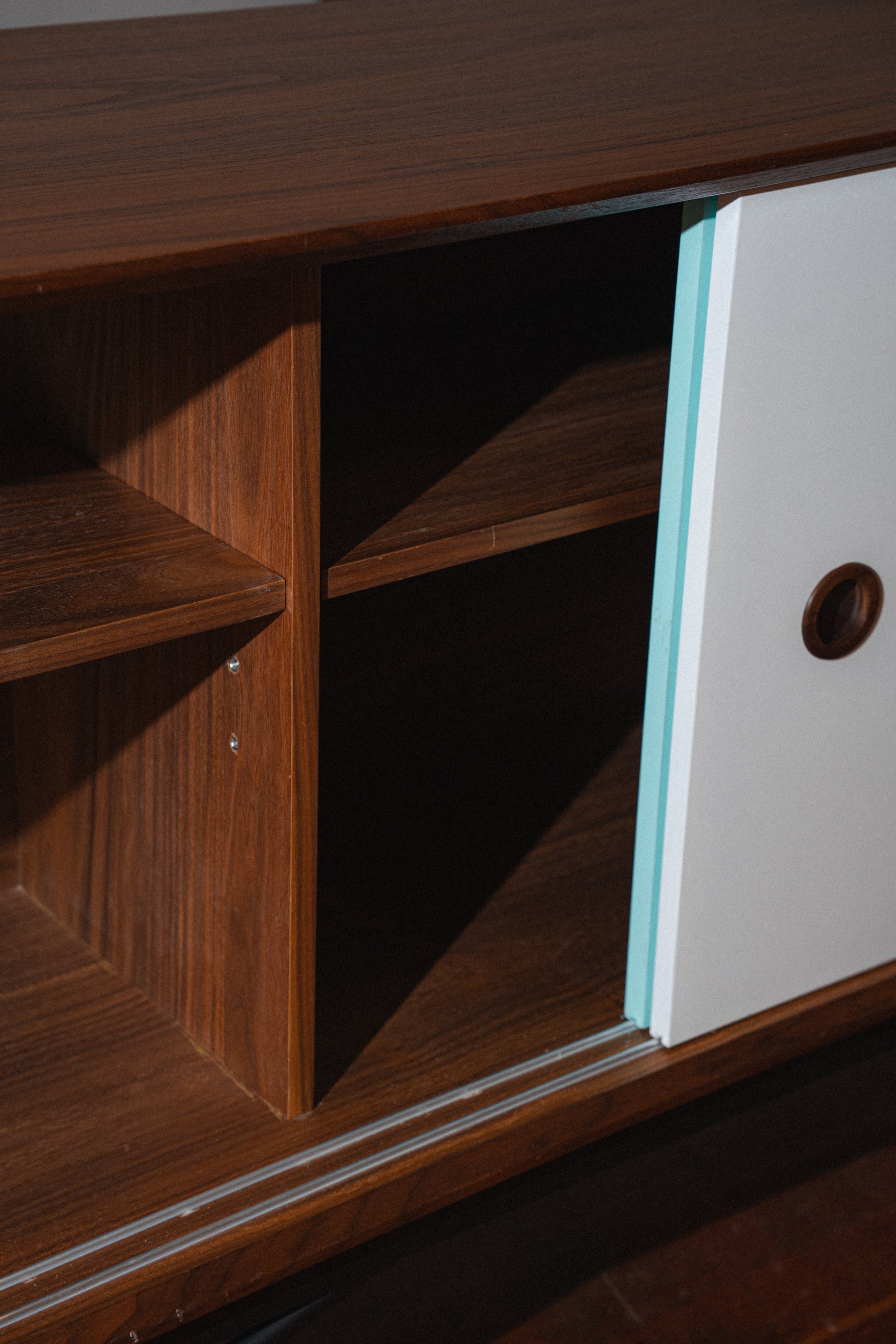 Finn Juhl Style Sideboard, Walnut & Blue