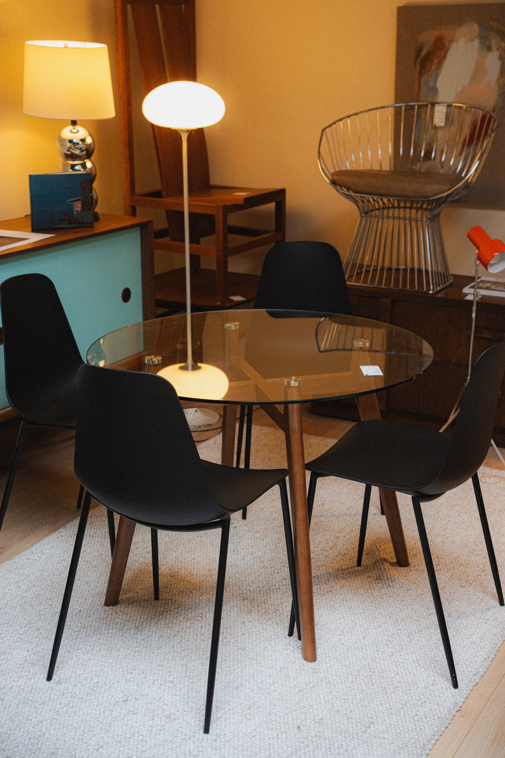 Glass-Top Dining Set w/ 4 Chairs