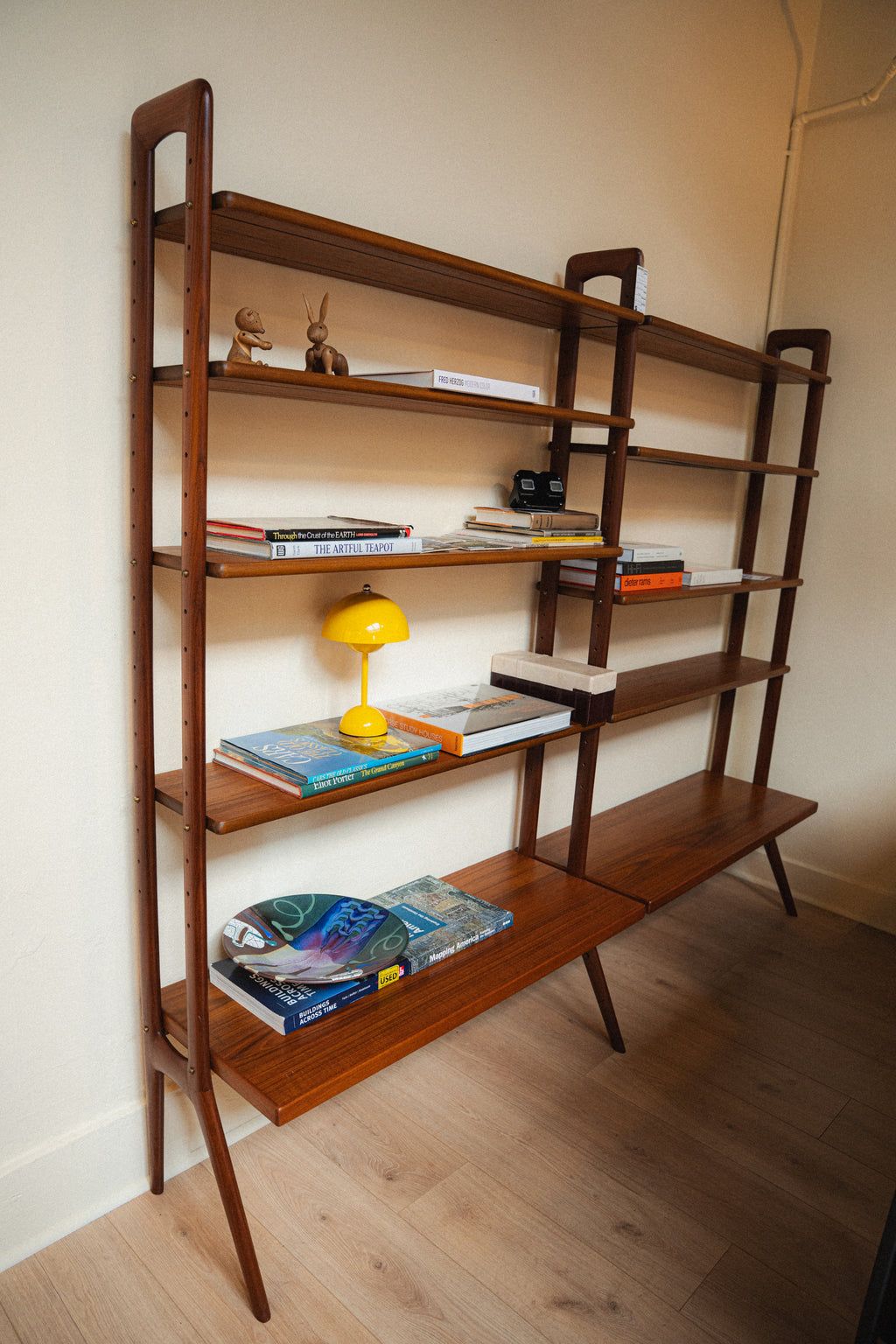 2-Bay Free-Standing Teak Wall Unit by Kurt Ostervig