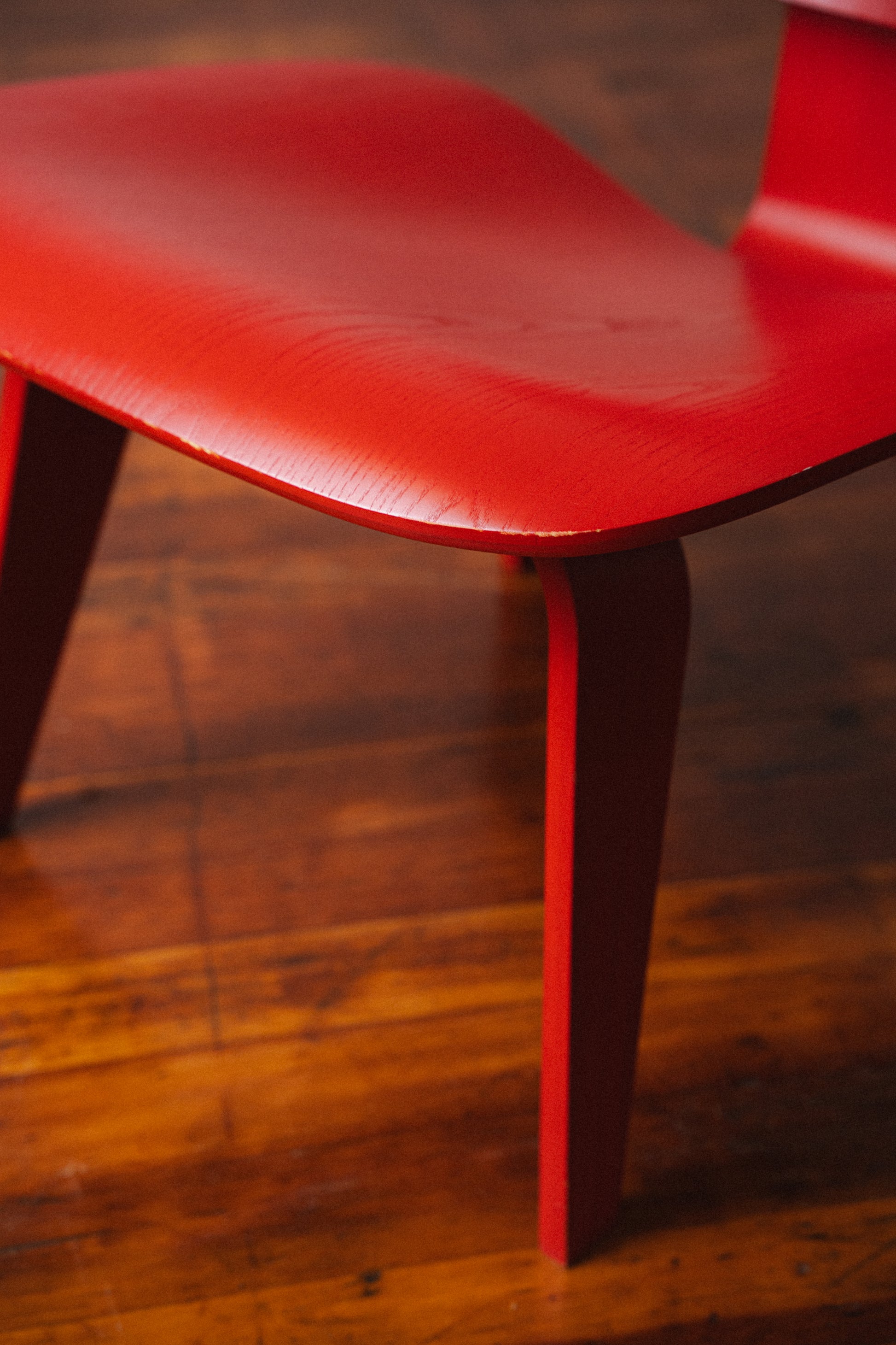 Red Eames LCW by Charles and Ray Eames for Herman Miller