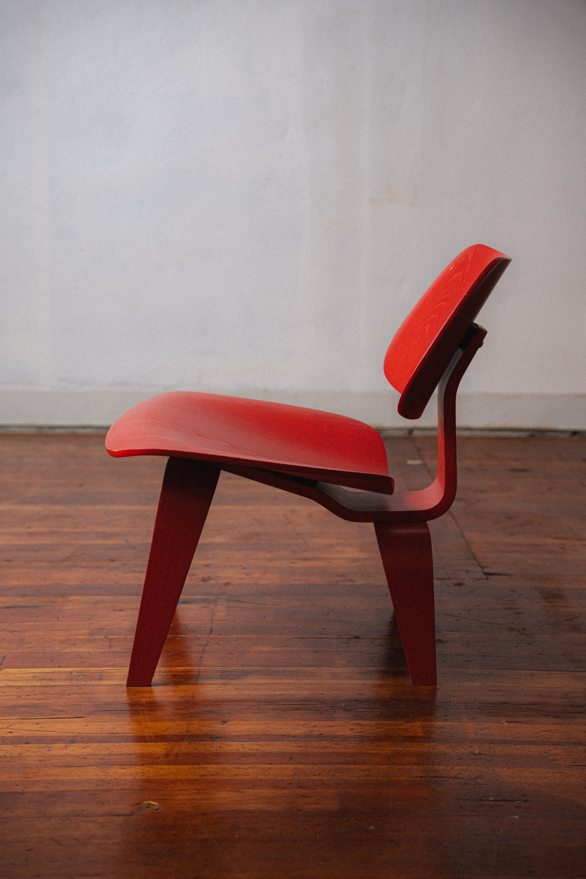 Red Eames LCW by Charles and Ray Eames for Herman Miller