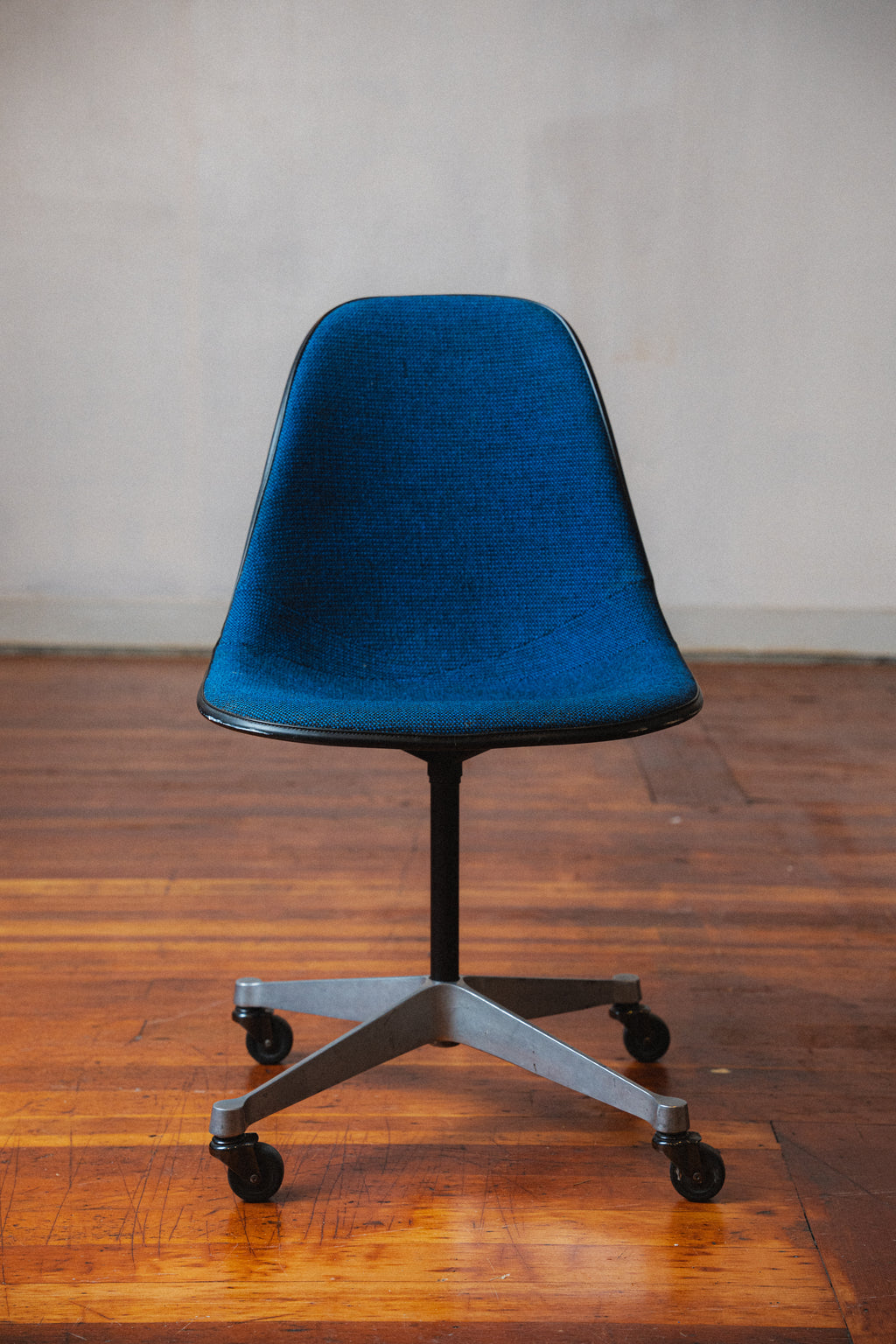 Eames Molded Fiberglass Desk Chair, Upholstered for Herman Miller