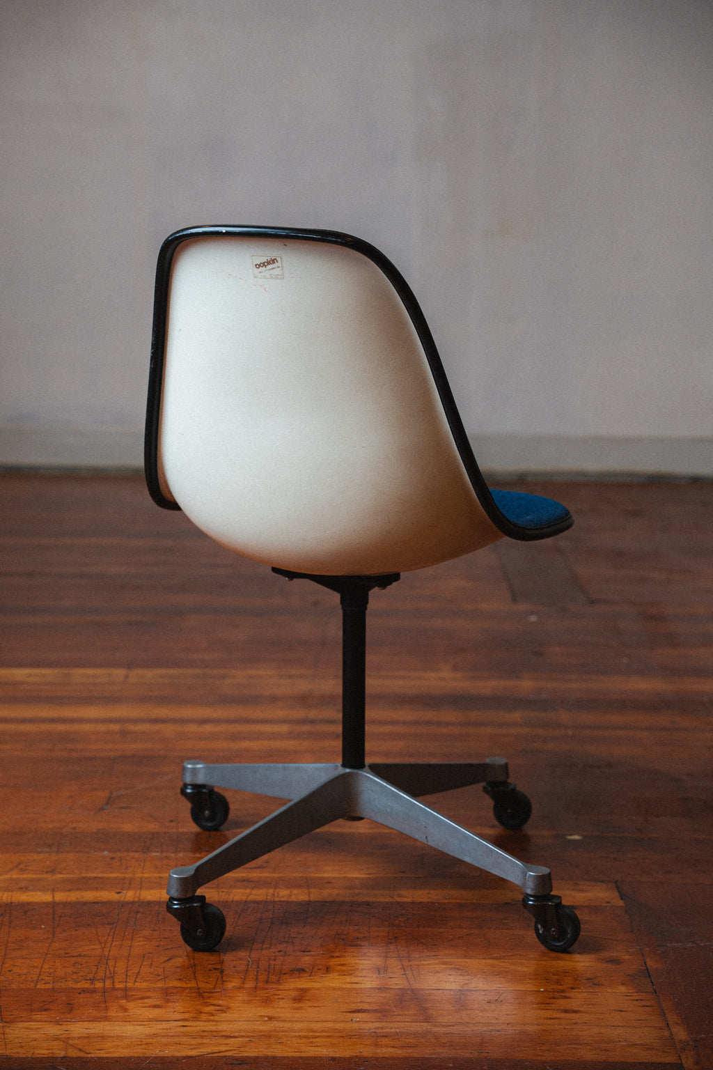 Eames Molded Fiberglass Desk Chair, Upholstered for Herman Miller
