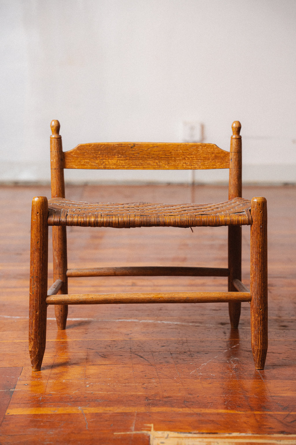 Small Shaker Stool with Woven Seat