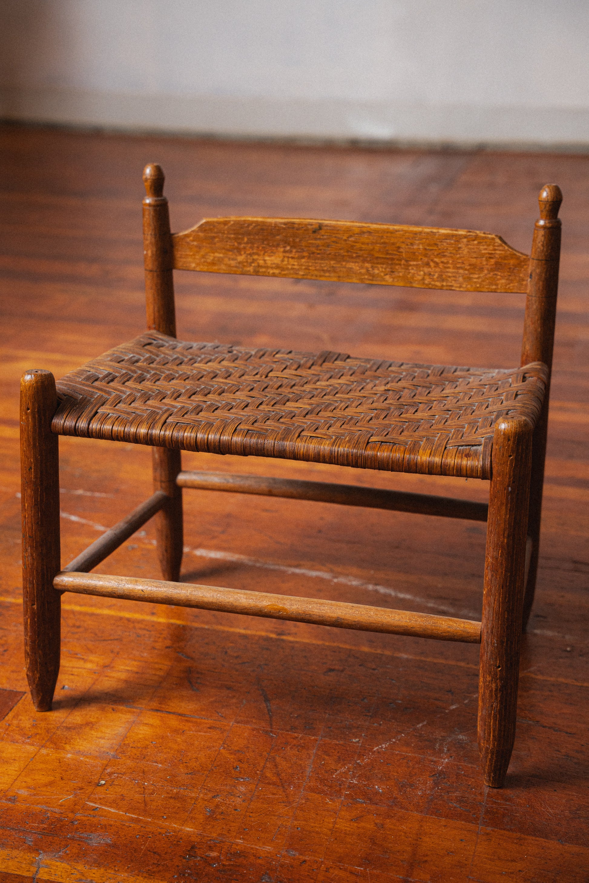 Small Shaker Stool with Woven Seat