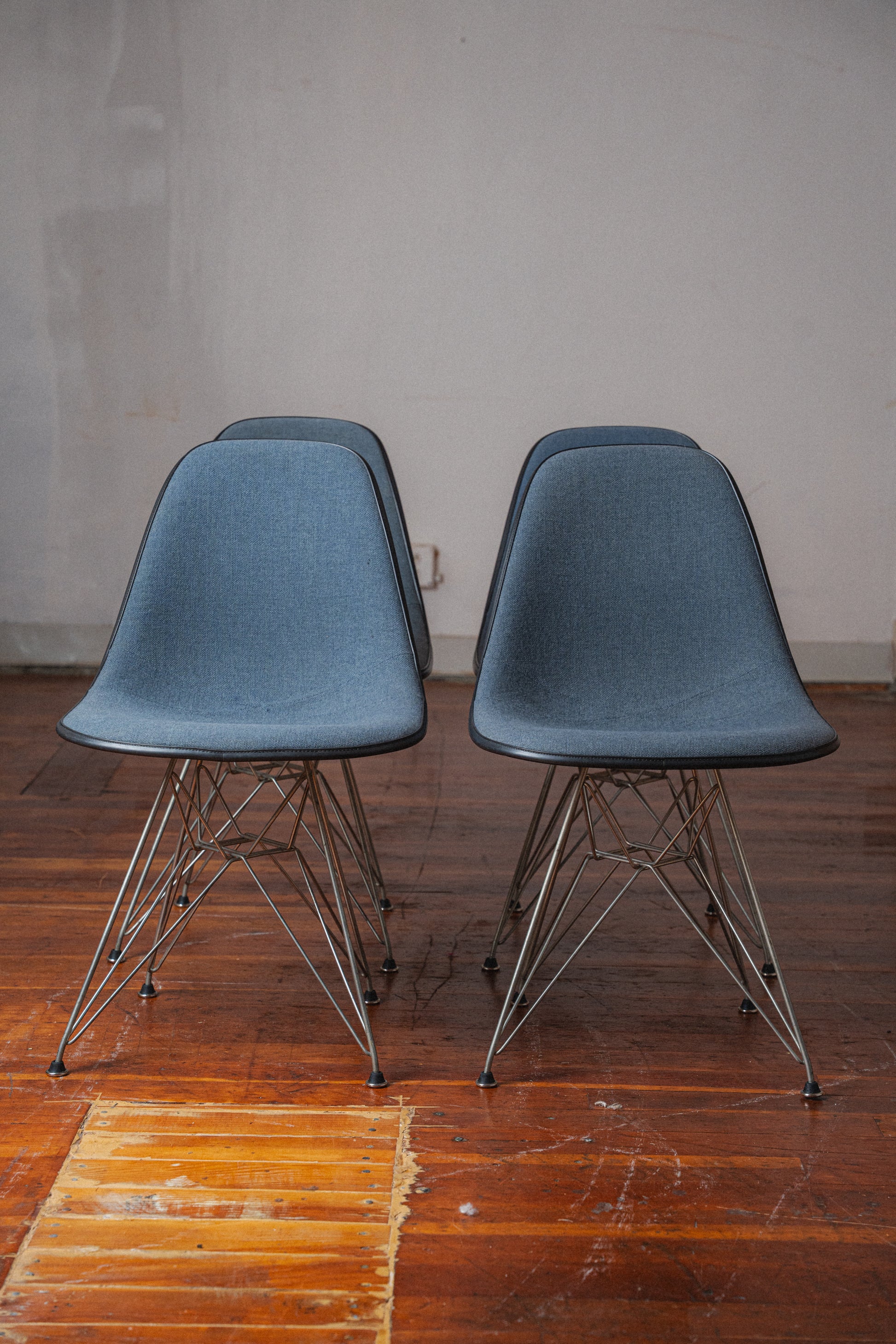 Eames Molded Fiberglass Chairs, Upholstered, by Charles and Ray Eames for Herman Miller