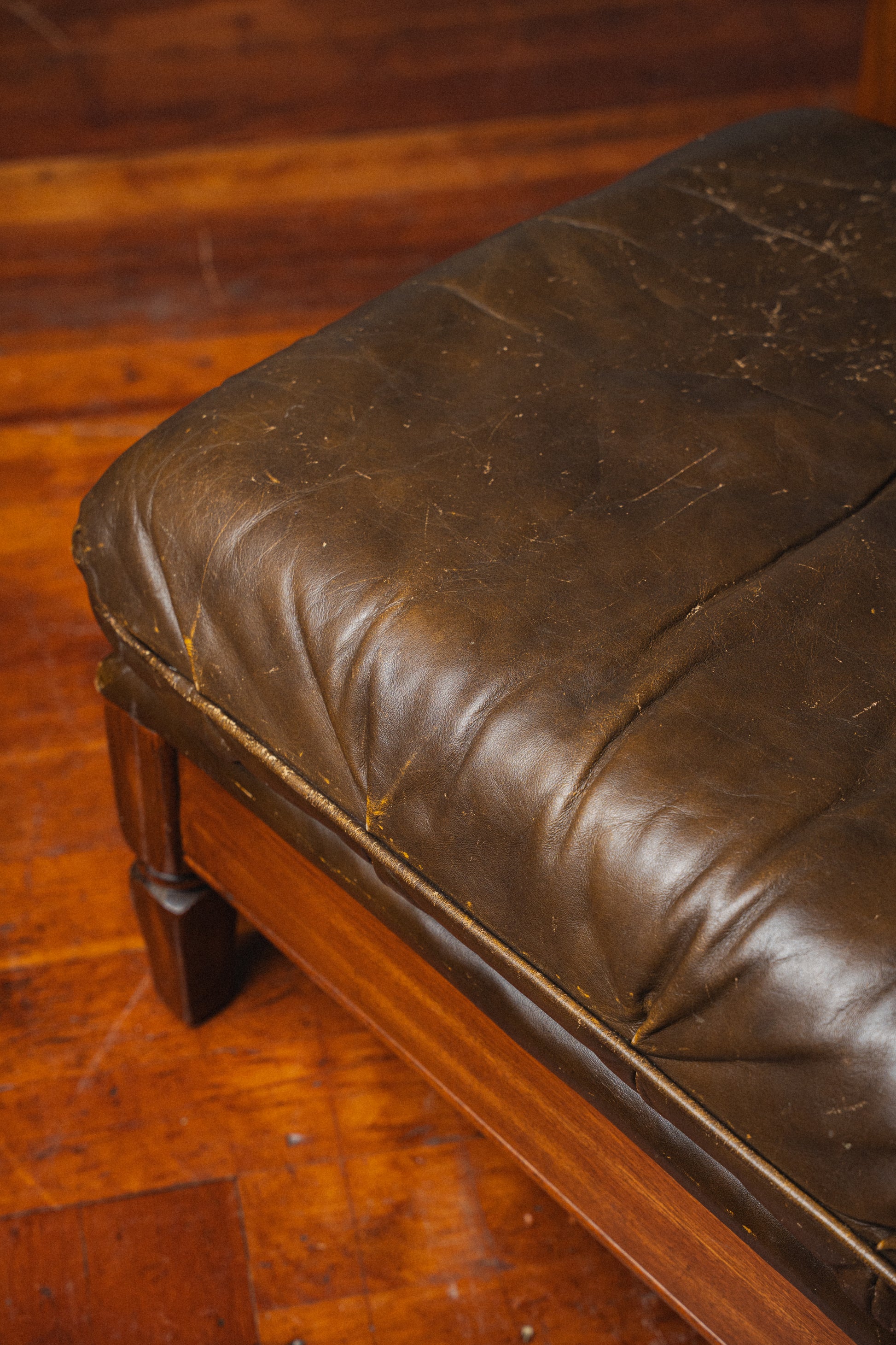 Leather + Rattan Lounge Chair w/ Ottoman
