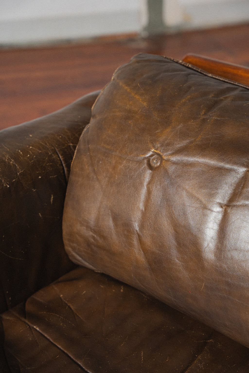 Leather + Rattan Lounge Chair w/ Ottoman