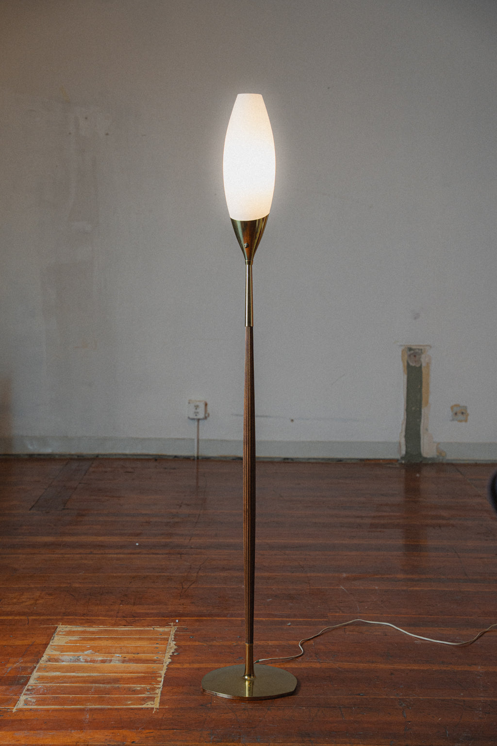 Brass & Walnut Tulip Lamp by Laurel Lamp Co.