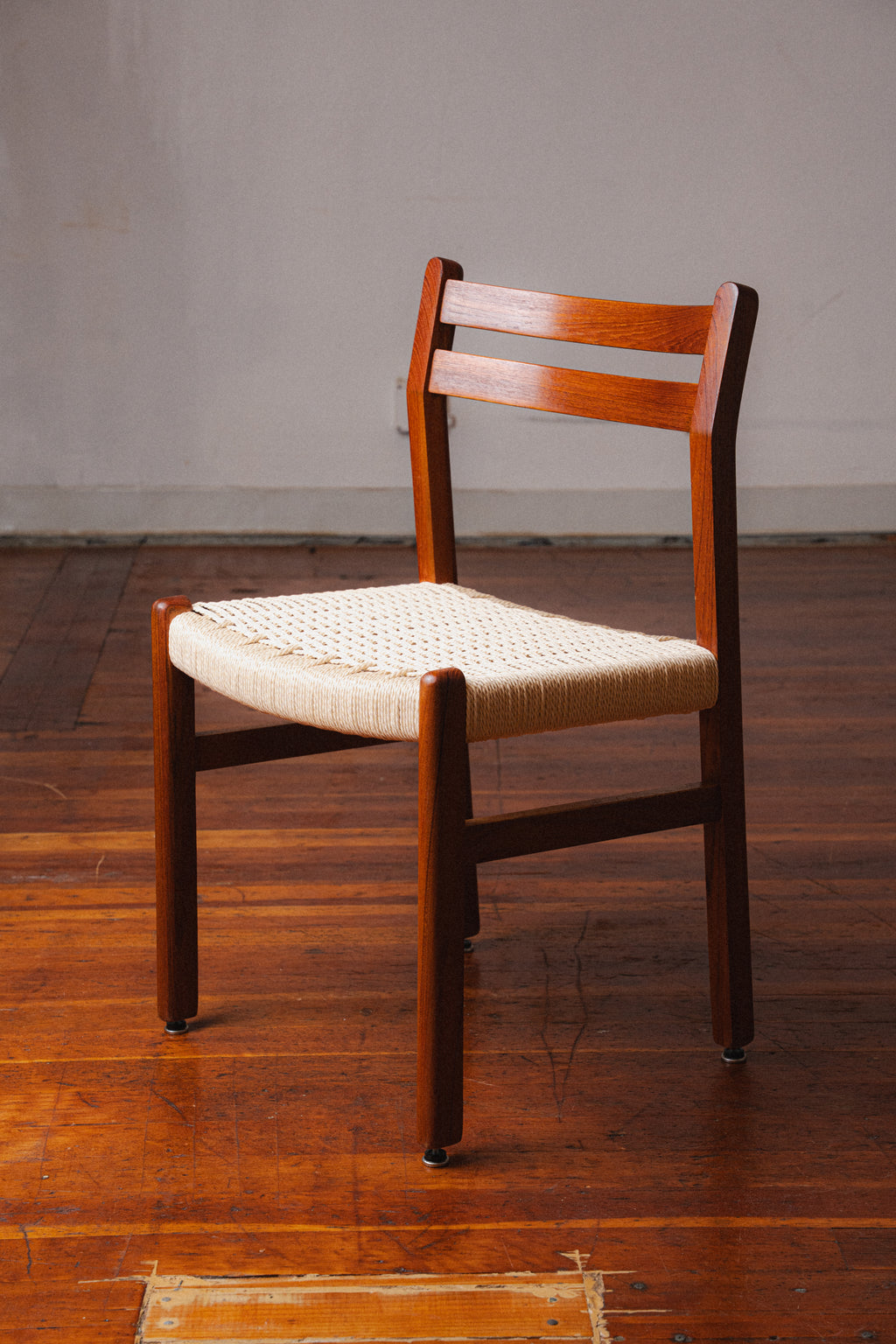 Danish Teak & Paper Cord Dining Chairs (Set of 5)