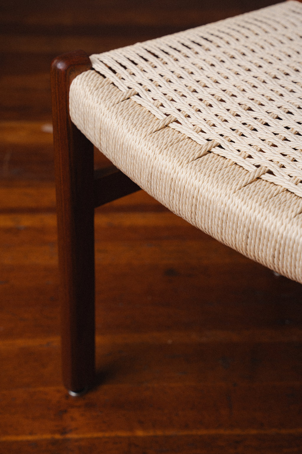 Danish Teak & Paper Cord Dining Chairs (Set of 5)