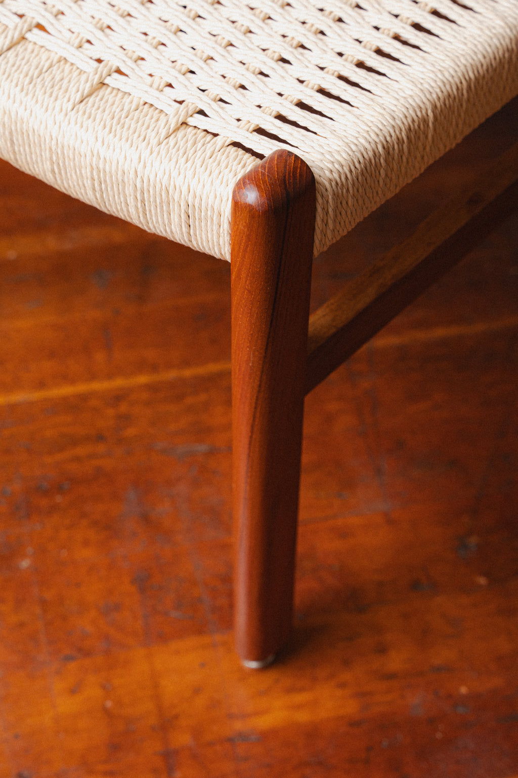 Danish Teak & Paper Cord Dining Chairs (Set of 5)