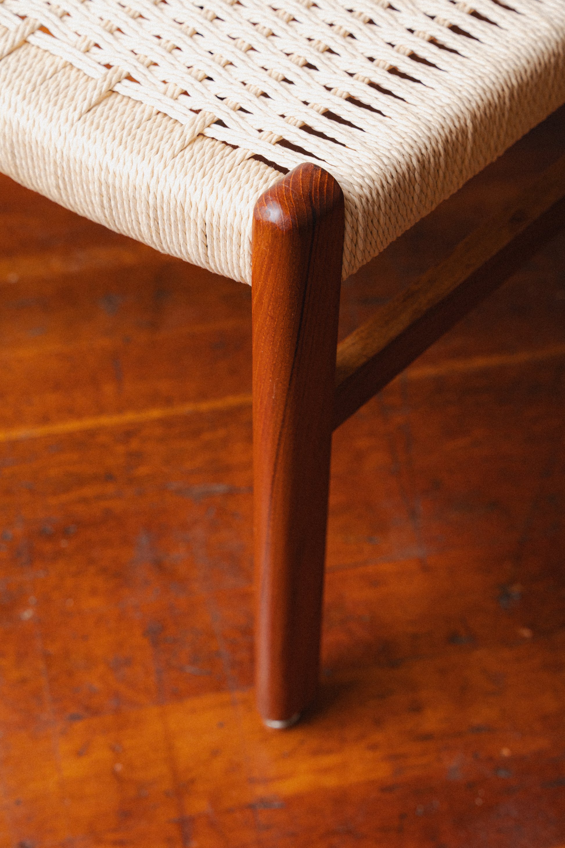 Danish Teak & Paper Cord Dining Chairs (Set of 5)