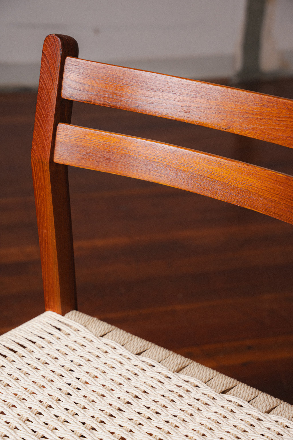 Danish Teak & Paper Cord Dining Chairs (Set of 5)