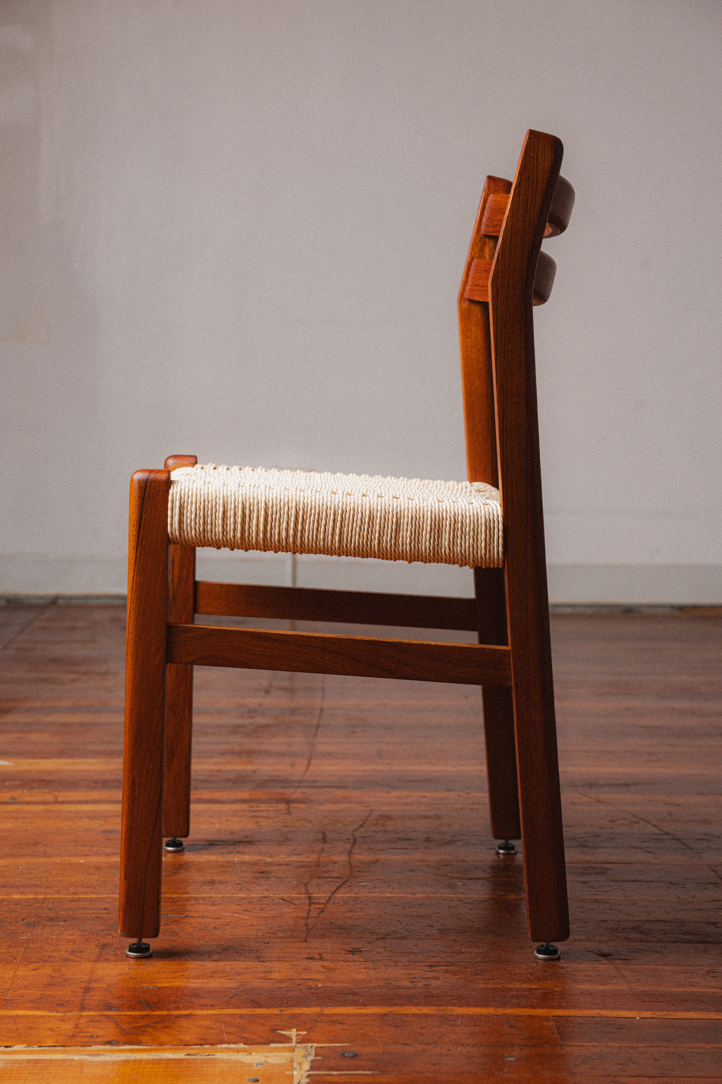 Danish Teak & Paper Cord Dining Chairs (Set of 5)