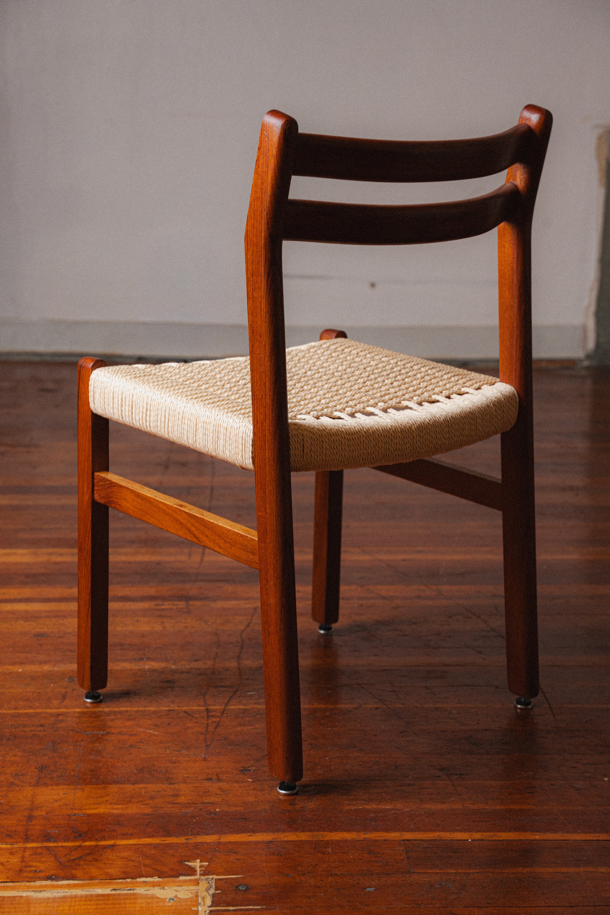 Danish Teak & Paper Cord Dining Chairs (Set of 5)
