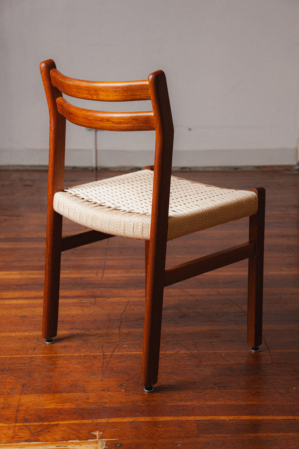 Danish Teak & Paper Cord Dining Chairs (Set of 5)