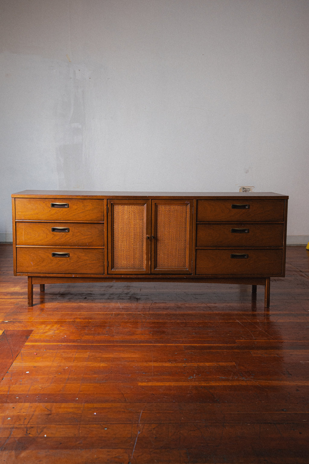 Walnut & Rattan Dresser/Sideboard by Ken Schoenfield
