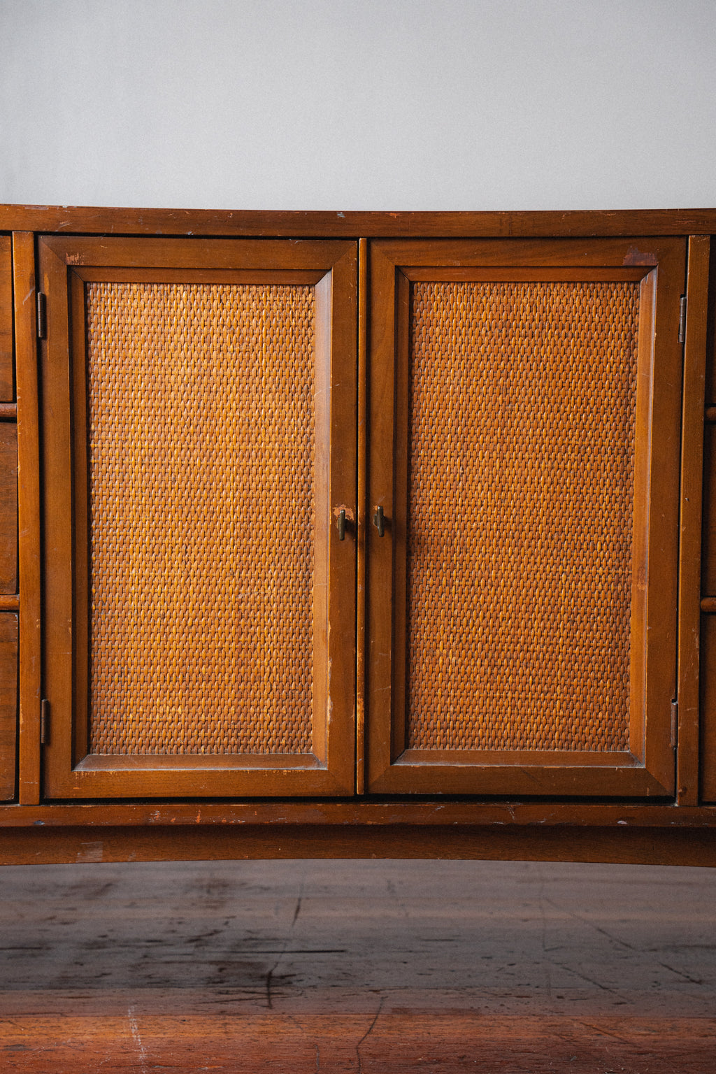 Walnut & Rattan Dresser/Sideboard by Ken Schoenfield
