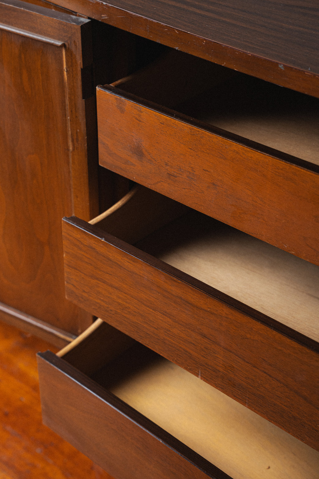 Walnut & Rattan Dresser/Sideboard by Ken Schoenfield
