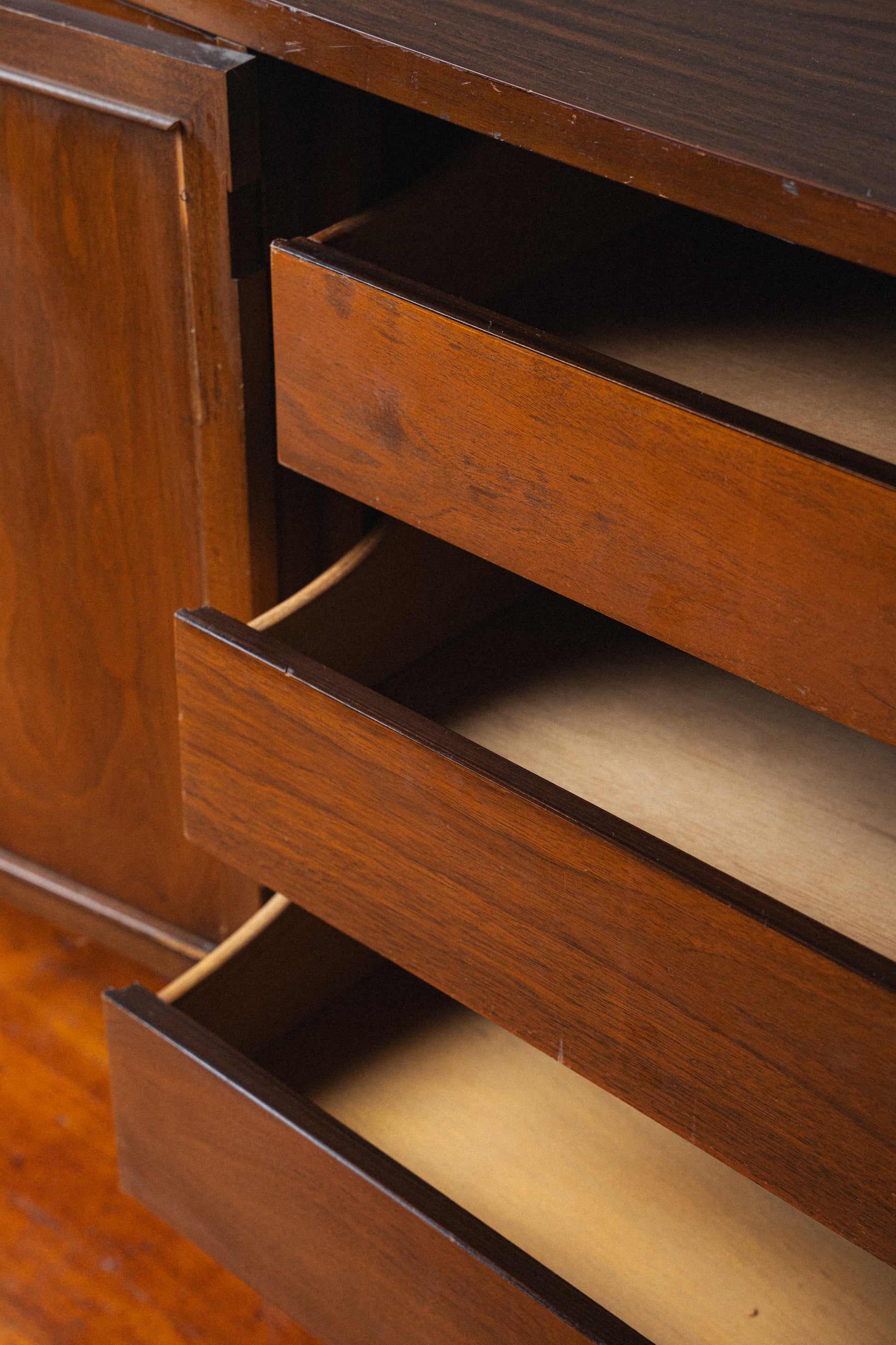 Walnut & Rattan Dresser/Sideboard by Ken Schoenfield