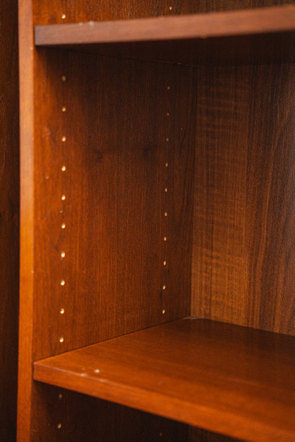 Stained Teak Bookshelf w/ Curved Top