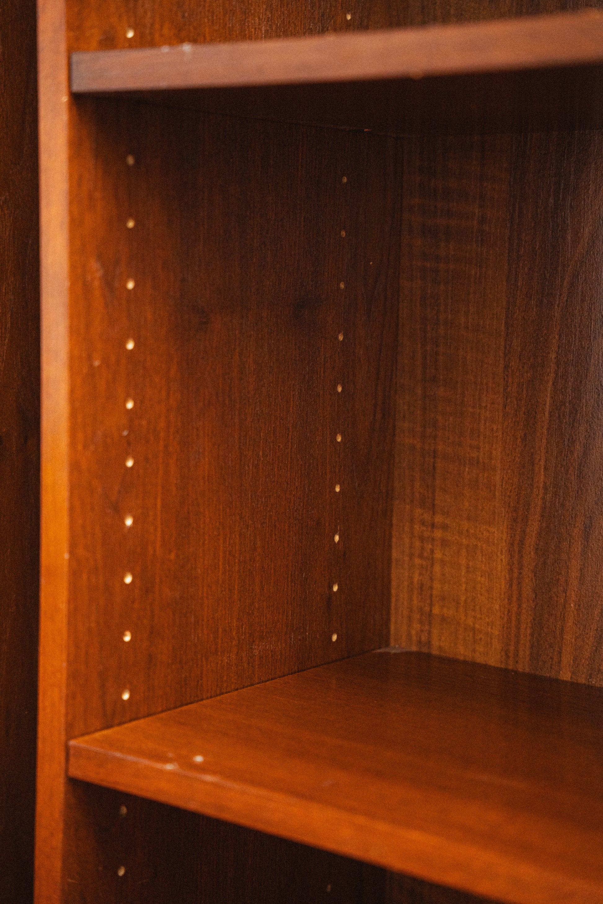 Stained Teak Bookshelf w/ Curved Top