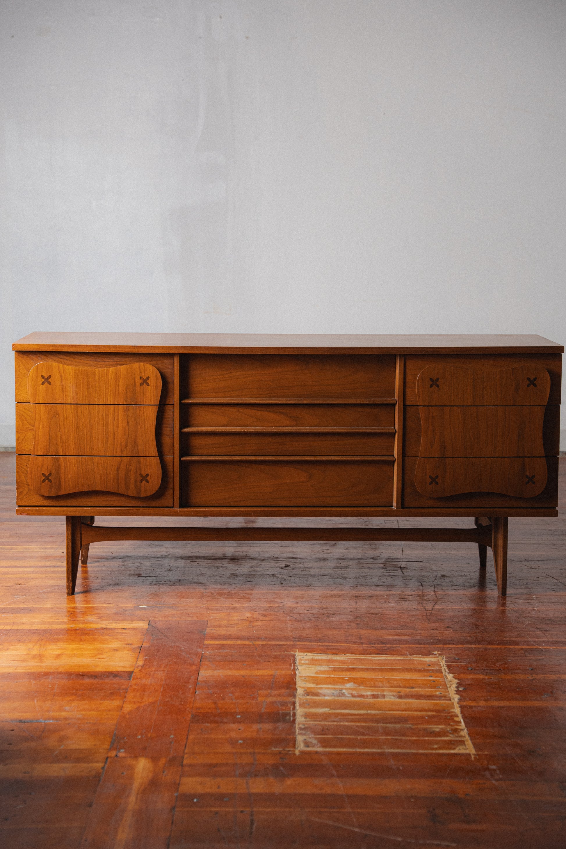 Bassett "Monterey" Walnut 9 Drawer Dresser by Leo Jiranek, 1963