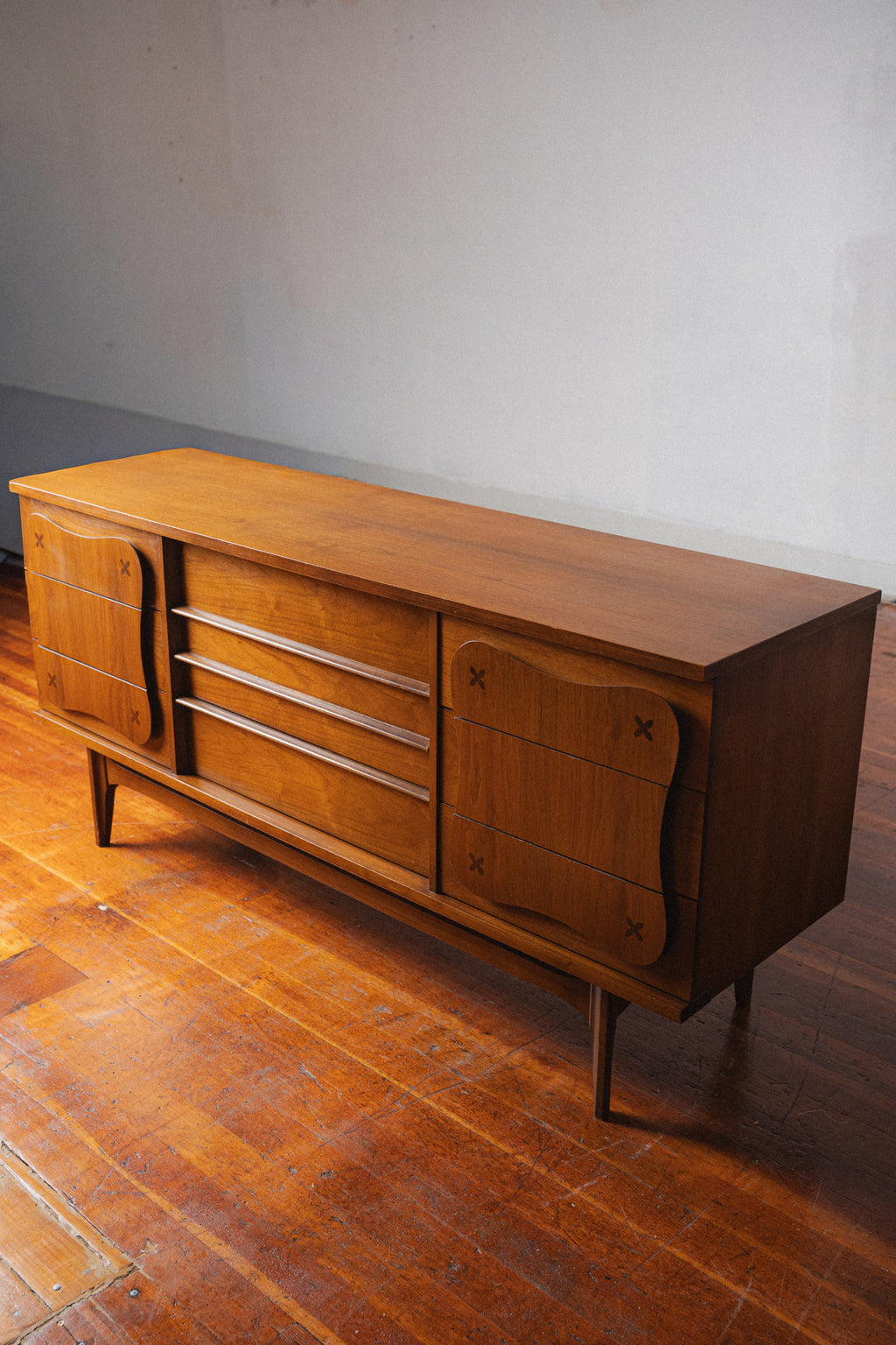 Bassett "Monterey" Walnut 9 Drawer Dresser by Leo Jiranek, 1963