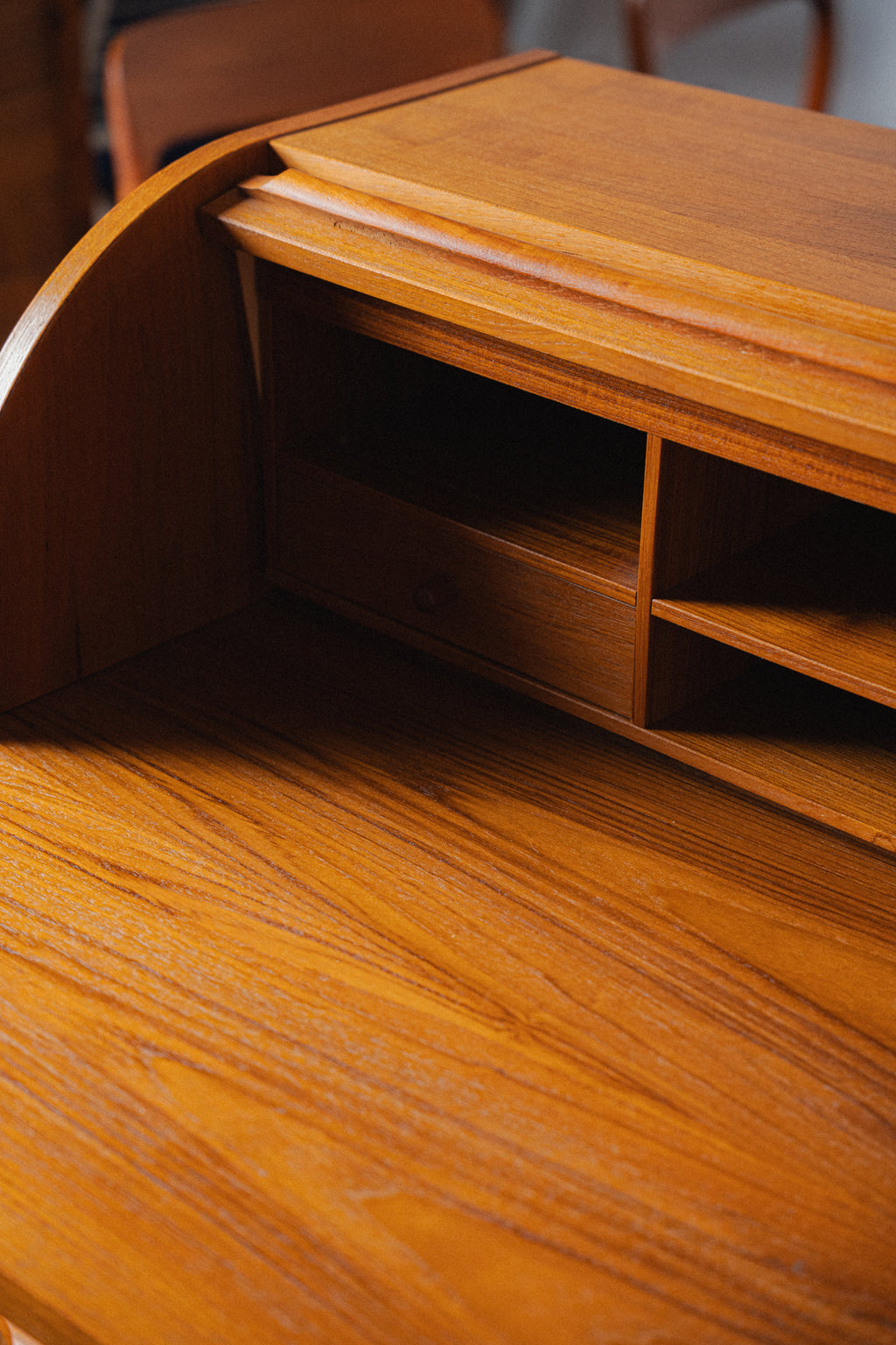 Danish Teak Roll-Top Desk, 1970s