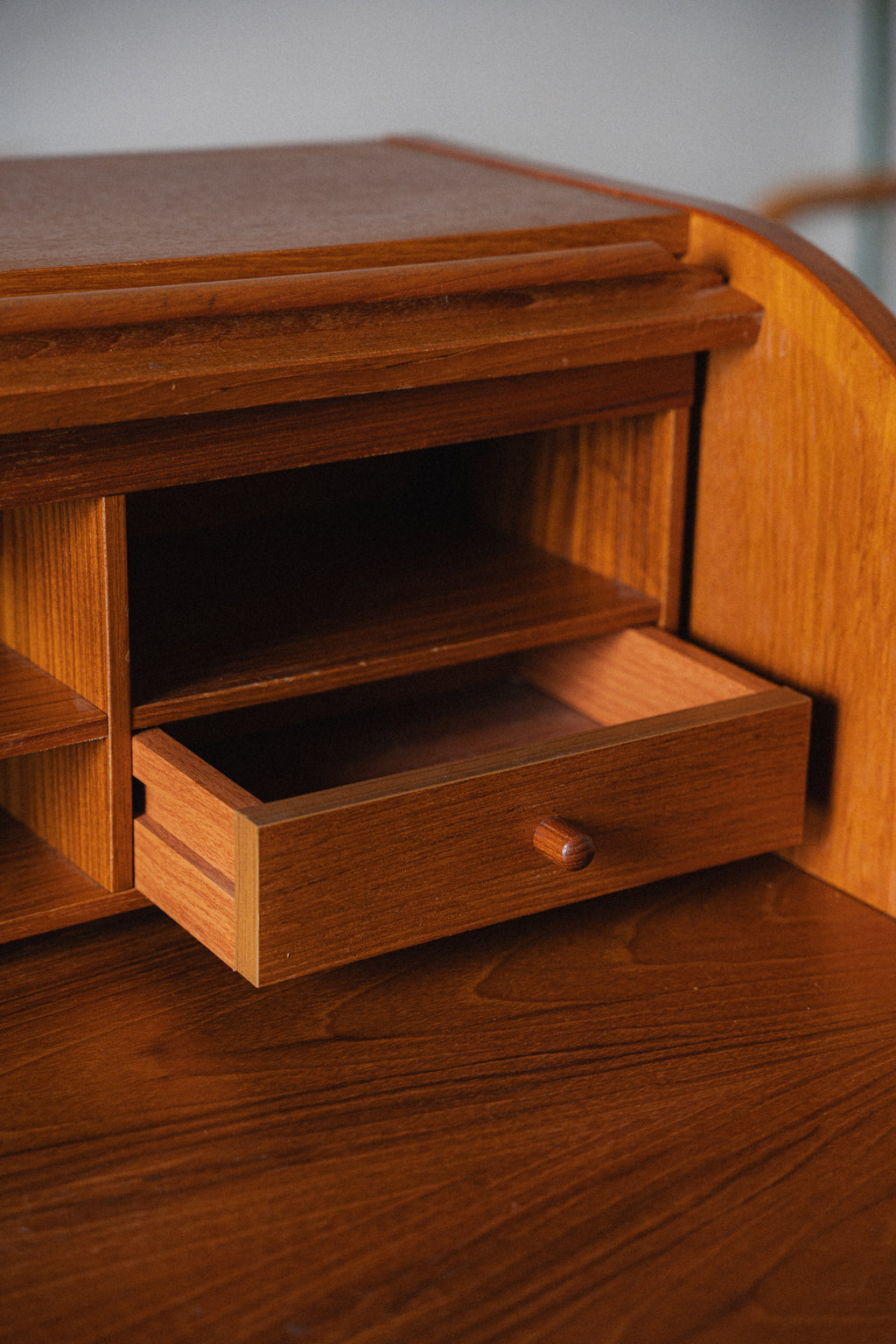 Danish Teak Roll-Top Desk, 1970s