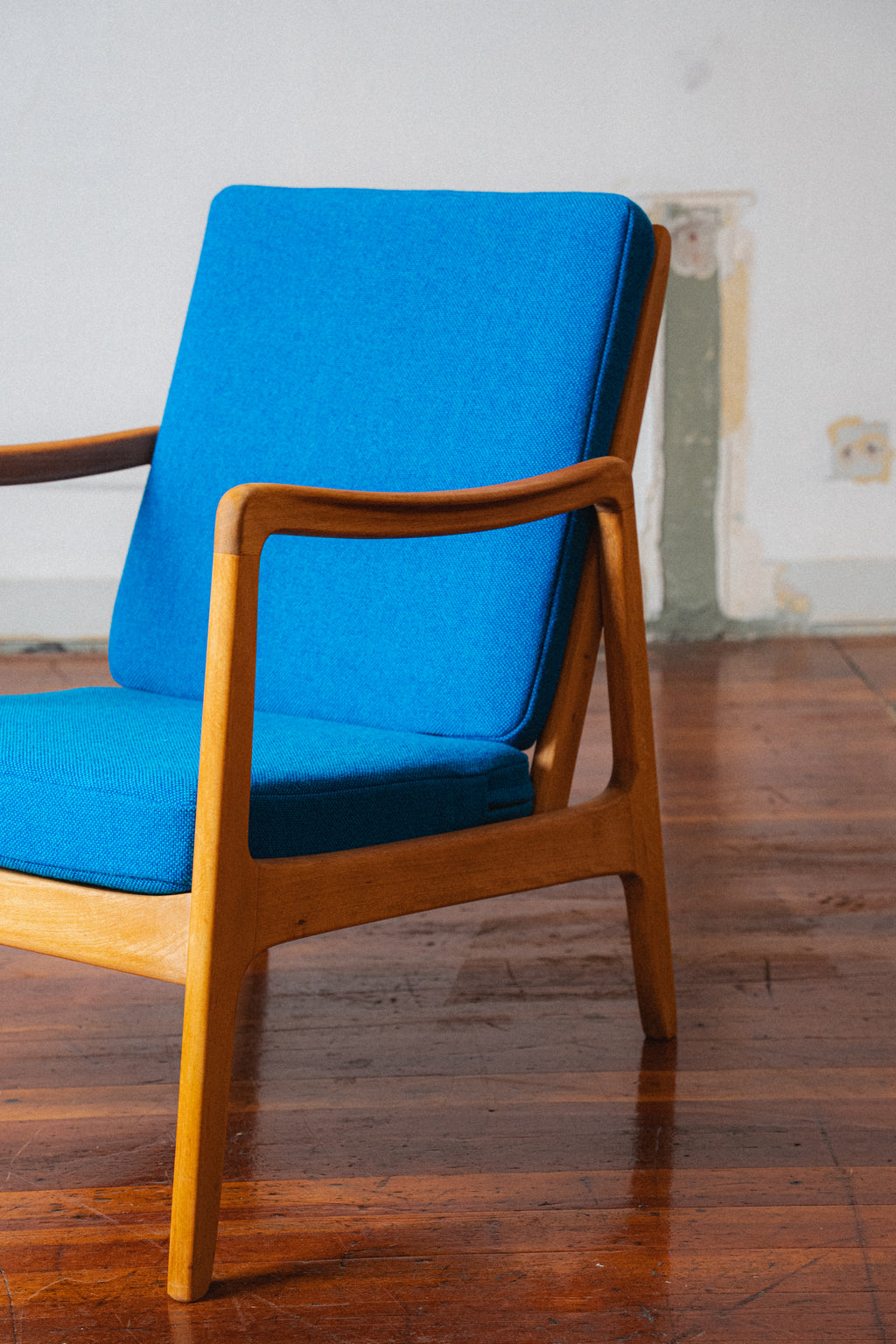 Beech FD 109 Lounge Chair & Footstool by Ole Wanscher for France & Daverkosen