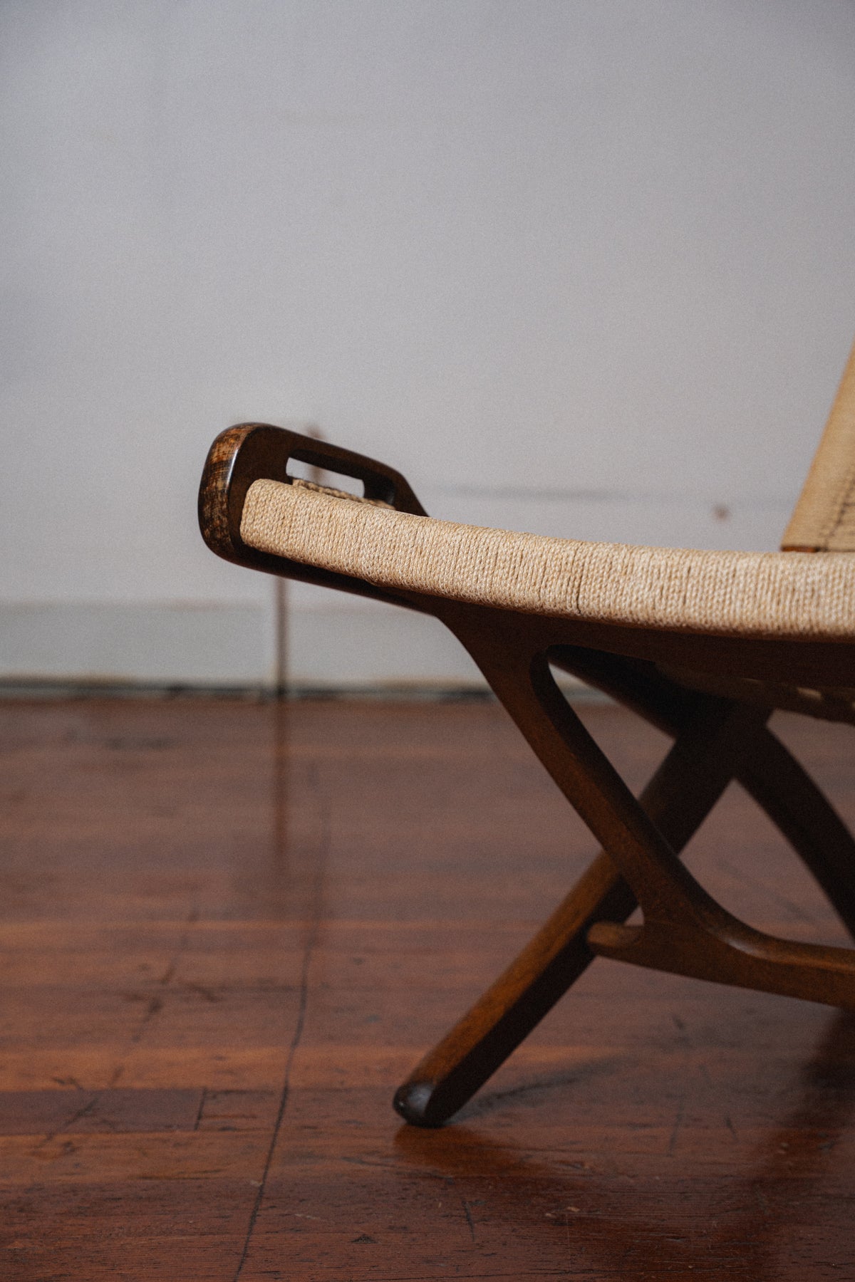 Yugoslavian Corded Folding Chair, in the Style of Hans Wegner