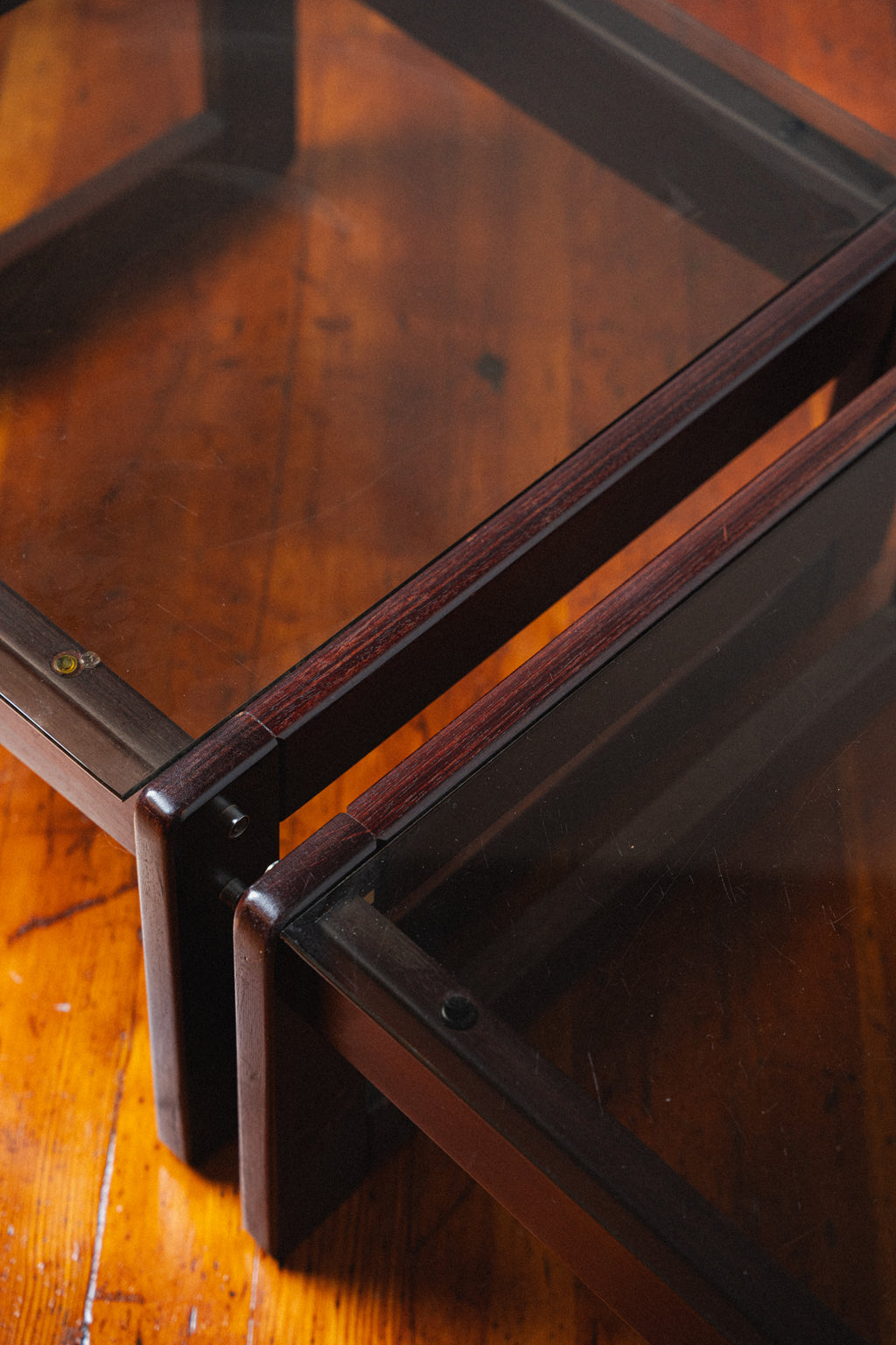 Rosewood & Smoked Glass Side Tables by Percival Lafer (Pair)