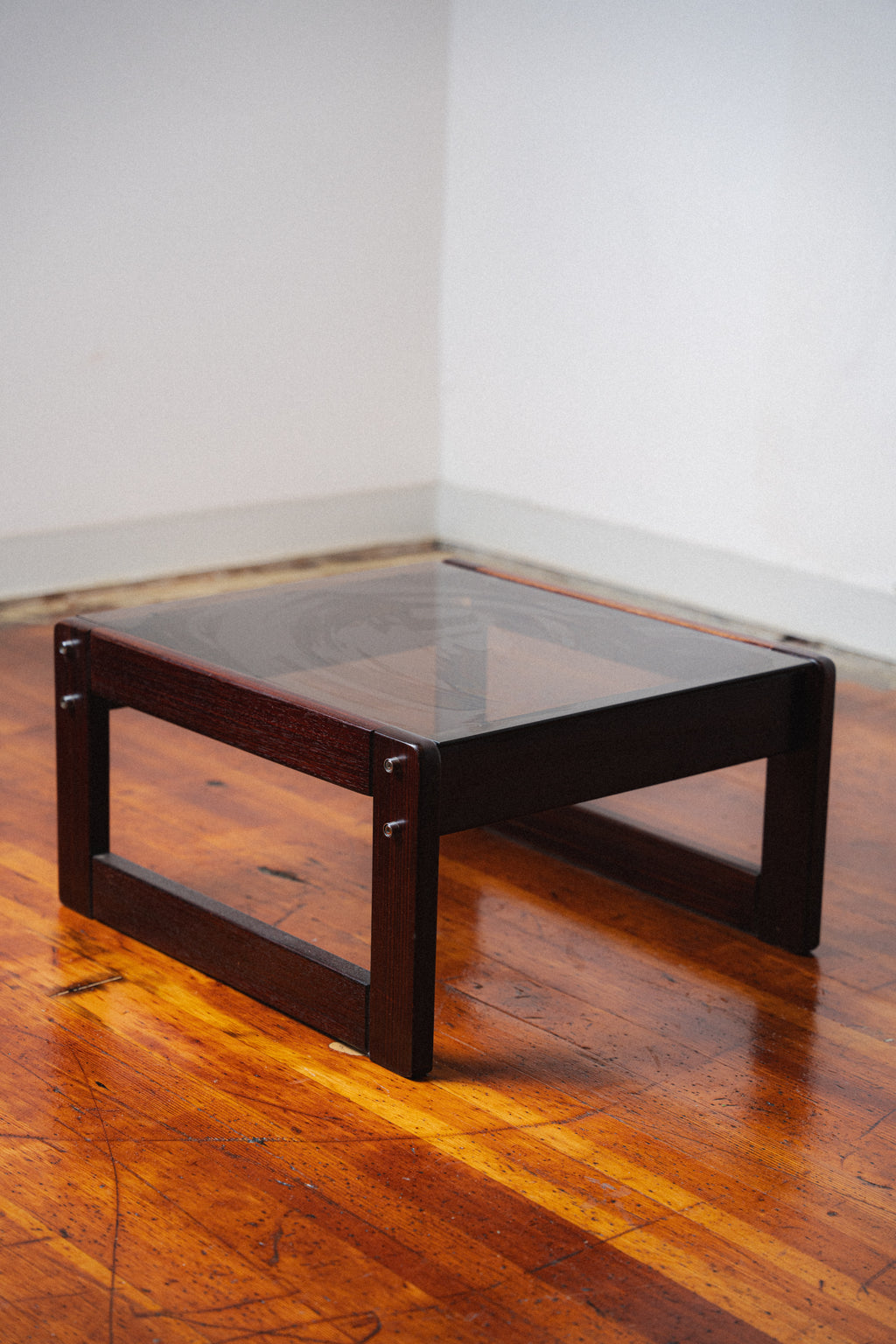 Rosewood & Smoked Glass Side Tables by Percival Lafer (Pair)