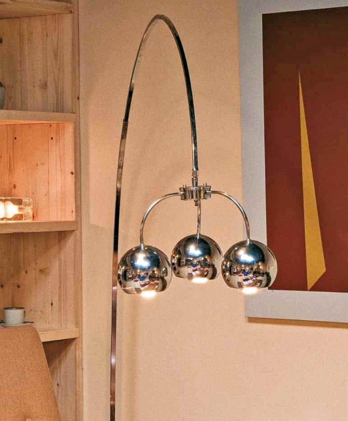 Vintage Chrome 3-Eye Arc Lamp