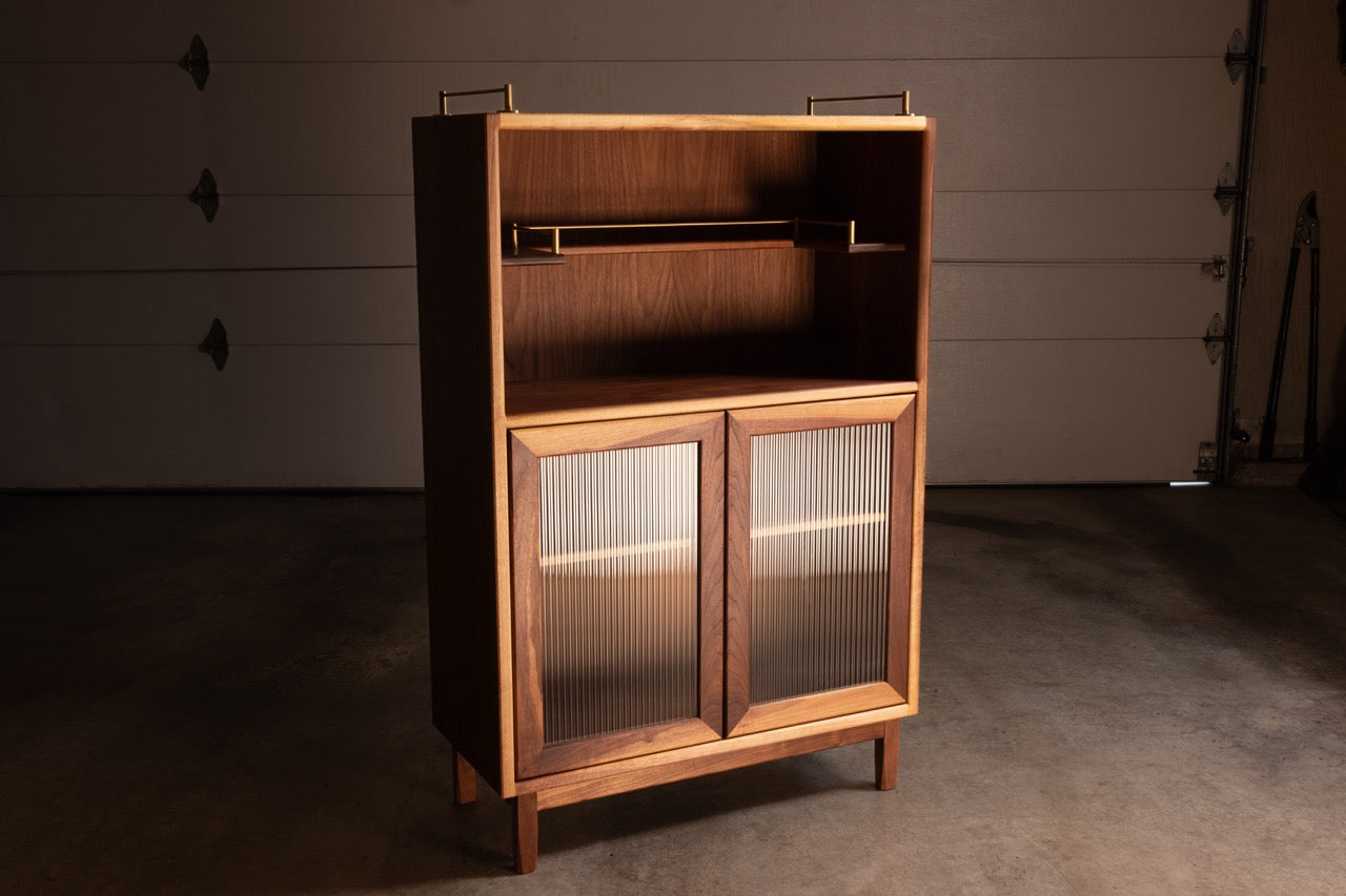 Walnut & Brass Bar Cabinet by Griffin Lockhart for Late Night Woodworking