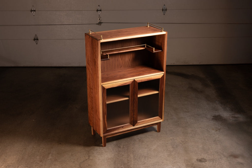 Walnut & Brass Bar Cabinet by Griffin Lockhart for Late Night Woodworking