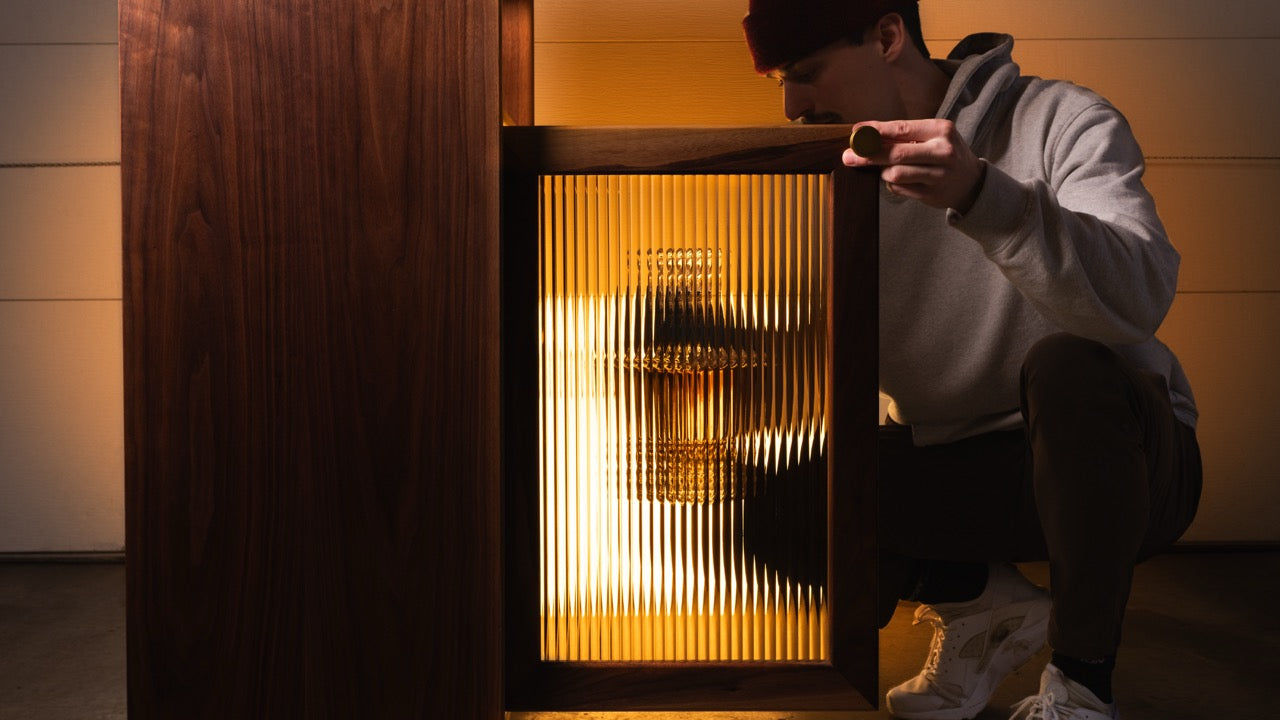 Walnut & Brass Bar Cabinet by Griffin Lockhart for Late Night Woodworking