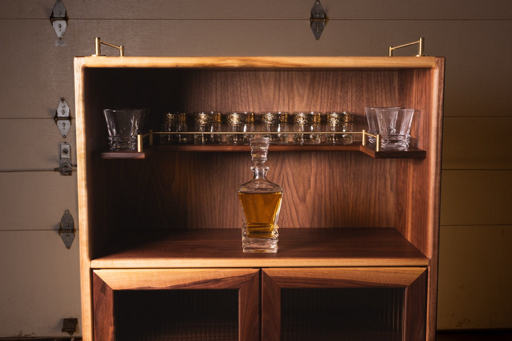 Walnut & Brass Bar Cabinet by Griffin Lockhart for Late Night Woodworking